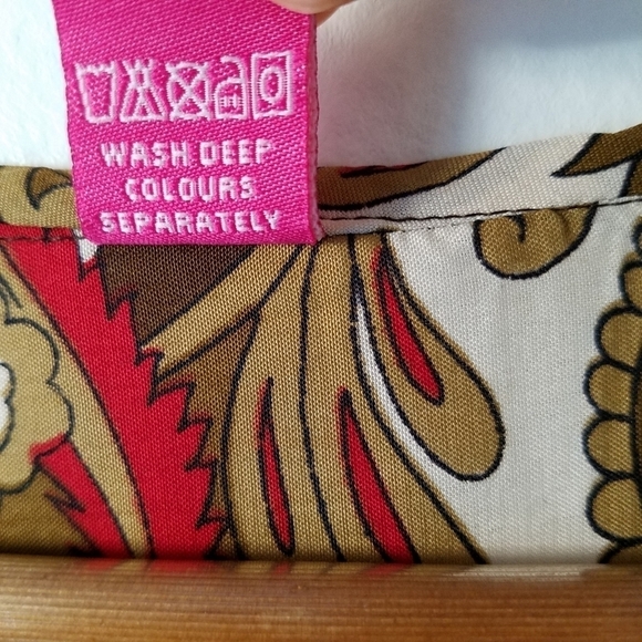 RAJ 100%Silk Paisley Neck Tie Longsleeve Tunic Mini Dress M - Picture 9 of 9